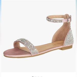 SheSole Women's sparkly rhinestone bridal prom flats sandals sz 38 (7.5 US) EUC